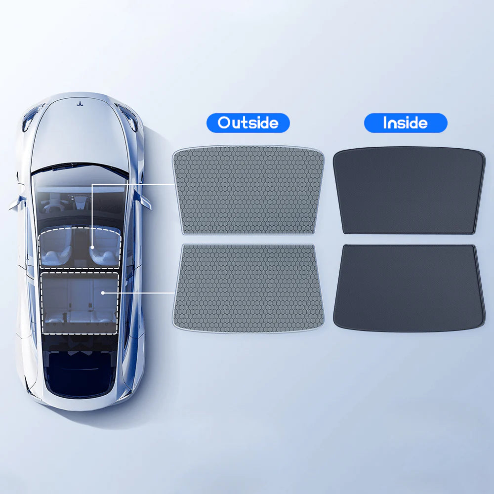 Graphene Roof Sunshade for Tesla Model 3 (2017–Present) – Custom-Fit Glass Roof Shade with UV Protection & Heat Reduction