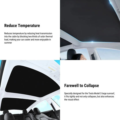 Tesla Model 3 Highland Sunshade – Custom Fit Roof Sunshade with Nano Heat Insulation & Memory Metal Frame