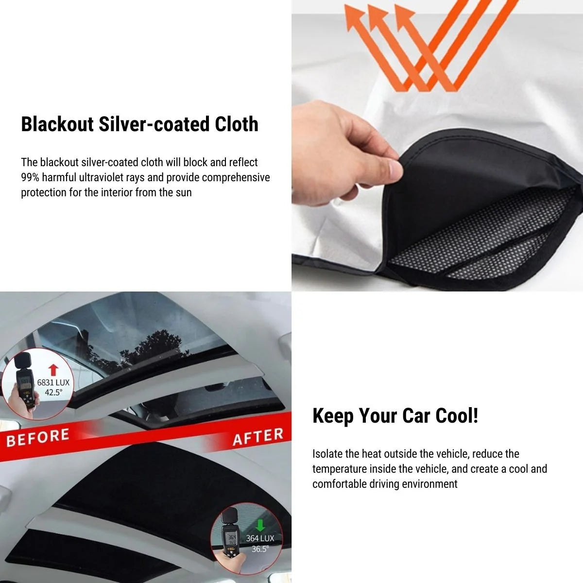 Tesla Model S Sunshade 2016-2020 – Mesh Roof Sunshade, UV & Heat Protection, Easy Installation