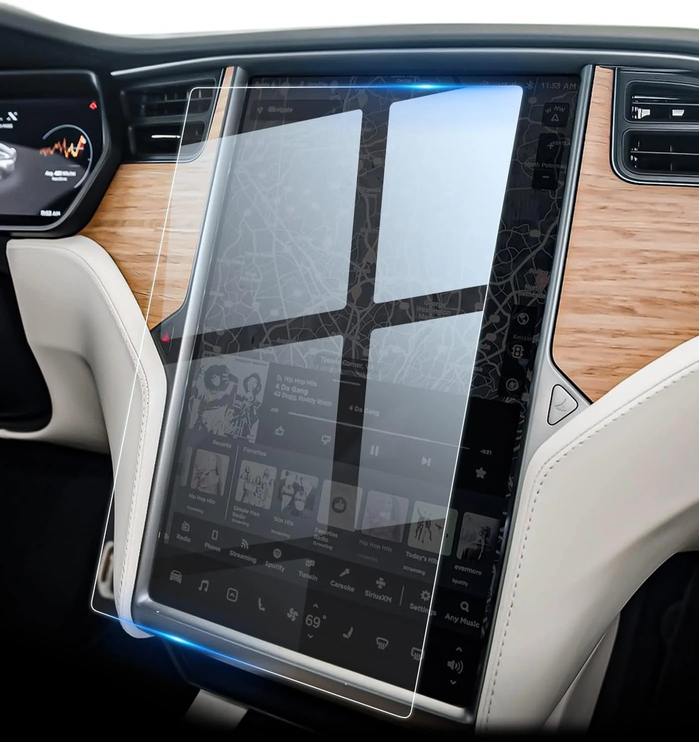 Tempered Glass Screen Protector for Tesla Model S & Model X (17") – Anti-Scratch, Anti-Fingerprint, Blue Light Protection