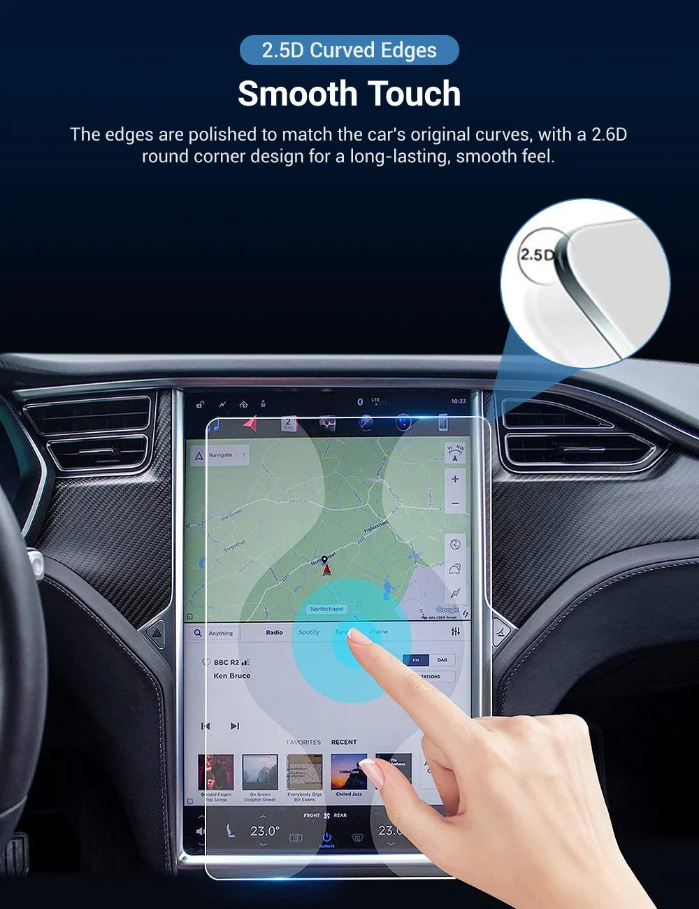 Tempered Glass Screen Protector for Tesla Model S & Model X (17") – Anti-Scratch, Anti-Fingerprint, Blue Light Protection