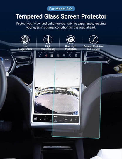 Tempered Glass Screen Protector for Tesla Model S & Model X (17") – Anti-Scratch, Anti-Fingerprint, Blue Light Protection