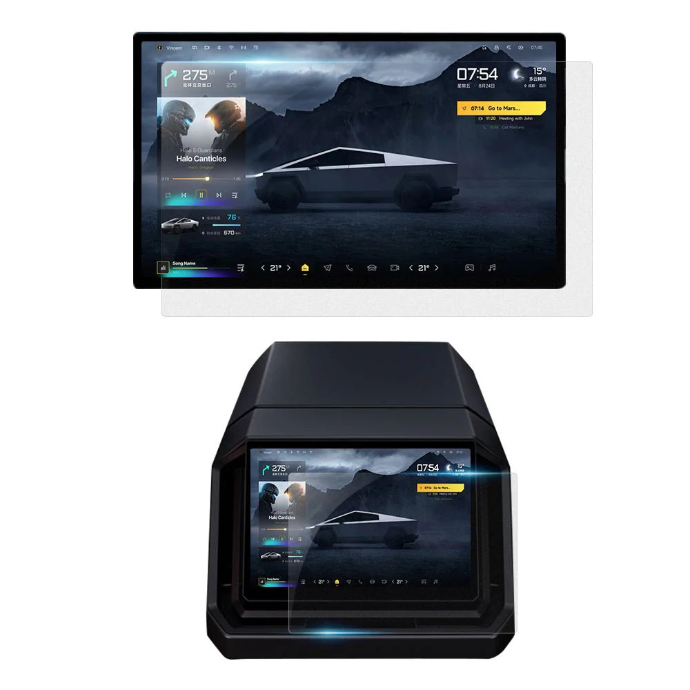 Tempered Glass Screen Protector for Tesla Cybertruck (2024–Present)  Ultra-Clear, Scratch-Resistant Display Protection with Easy Installation