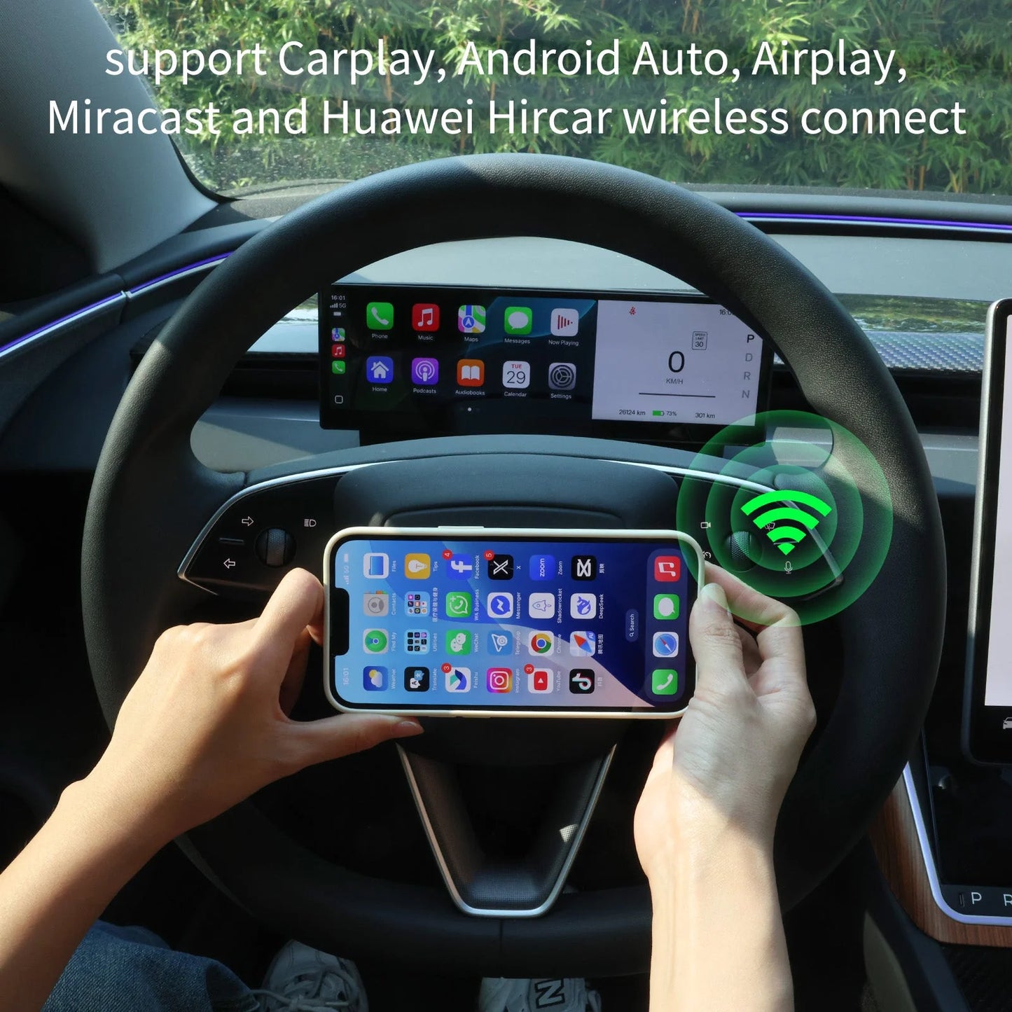 10.88" Touch Screen Instrument Cluster Dashboard Display for Tesla Model 3 Model Y & Cybertruck | Wireless CarPlay & Android Auto | OTA Updates