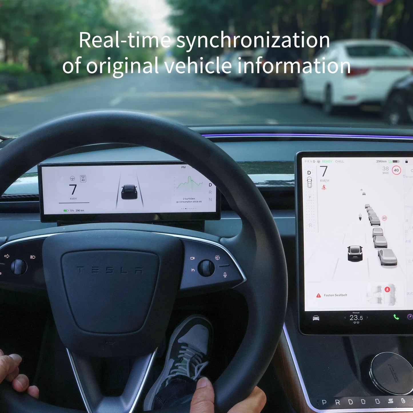 10.88" Touch Screen Instrument Cluster Dashboard Display for Tesla Model 3 Model Y & Cybertruck | Wireless CarPlay & Android Auto | OTA Updates