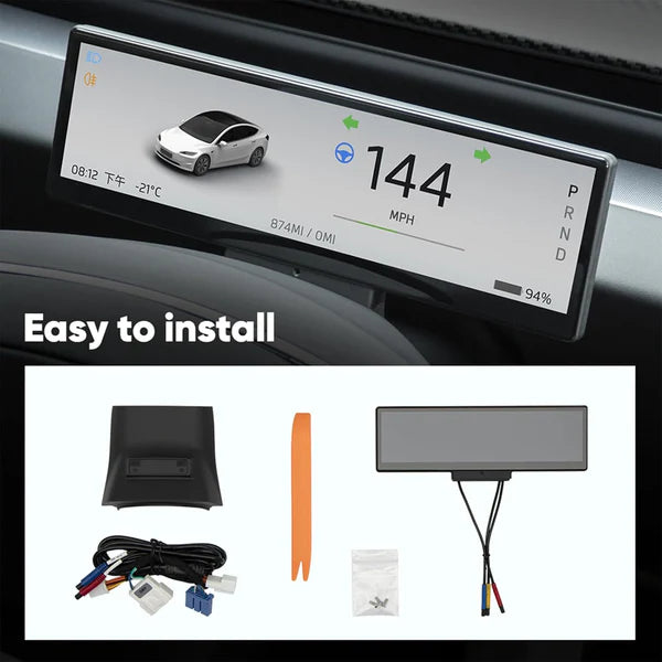 8.8-Inch Touch Screen Instrument Cluster Dashboard Display for Tesla Model 3 Highland (2024+) & Model Y Juniper (2025+) | IPS HD Screen | Wireless CarPlay & Android Auto | Plug & Play Installation