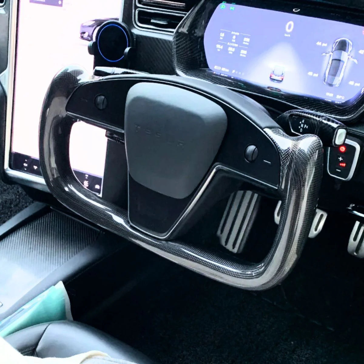 Carbon Fiber Yoke Steering Wheel Upgrade for Tesla Model S / X (2021–2025) – Ergonomic Plaid-Style Replacement