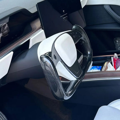 Carbon Fiber Yoke Steering Wheel Upgrade for Tesla Model S / X (2021–2025) – Ergonomic Plaid-Style Replacement