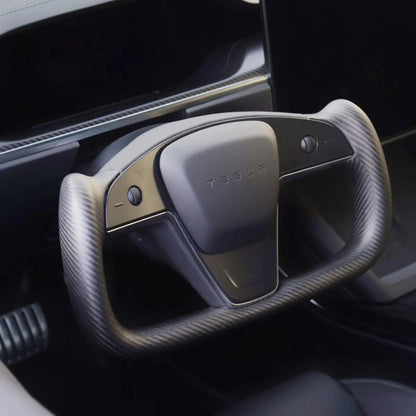 Carbon Fiber Yoke Steering Wheel Upgrade for Tesla Model S / X (2021–2025) – Ergonomic Plaid-Style Replacement