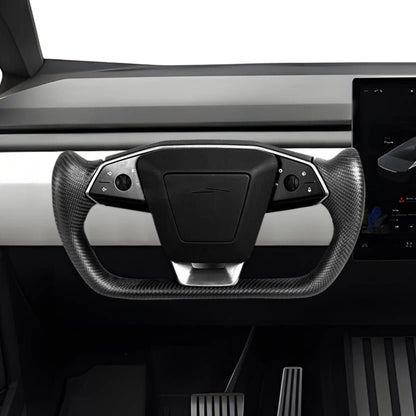 Cybertruck Carbon Fiber Yoke Steering Wheel – Custom U-Shaped Steering Wheel for Tesla Cybertruck (Steer-by-Wire Compatible)
