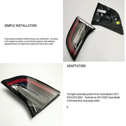 4-Pin LED Inner Tail & Brake Light Replacement for Tesla Model 3 (2017-2023) & Model Y (2020-2023) – Direct Fit Upgrade