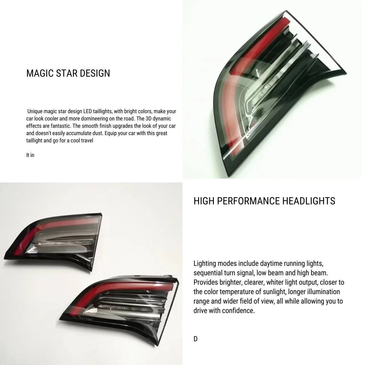 4-Pin LED Inner Tail & Brake Light Replacement for Tesla Model 3 (2017-2023) & Model Y (2020-2023) – Direct Fit Upgrade