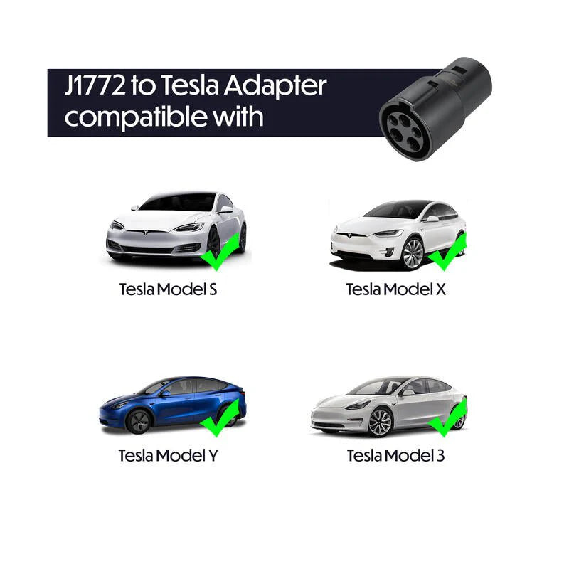 J1772 to Tesla Adapter (60A 250V, 14.4kW) — Level 2 Charging Adapter for Tesla Model S Model 3 Model X Model Y, High-Power EV Charger Converter