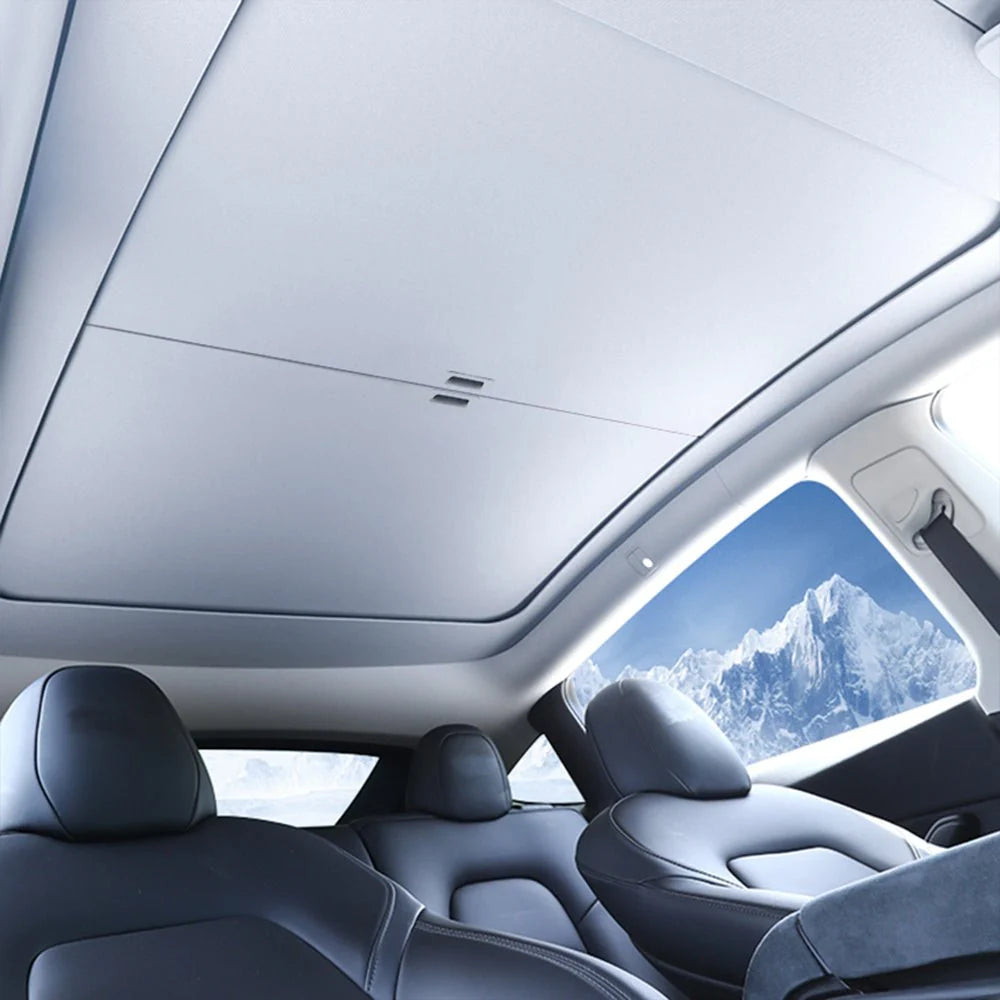 Retractable Glass Roof Sunshade for Tesla Model Y Juniper (UPF50+ Heat & UV Protection)