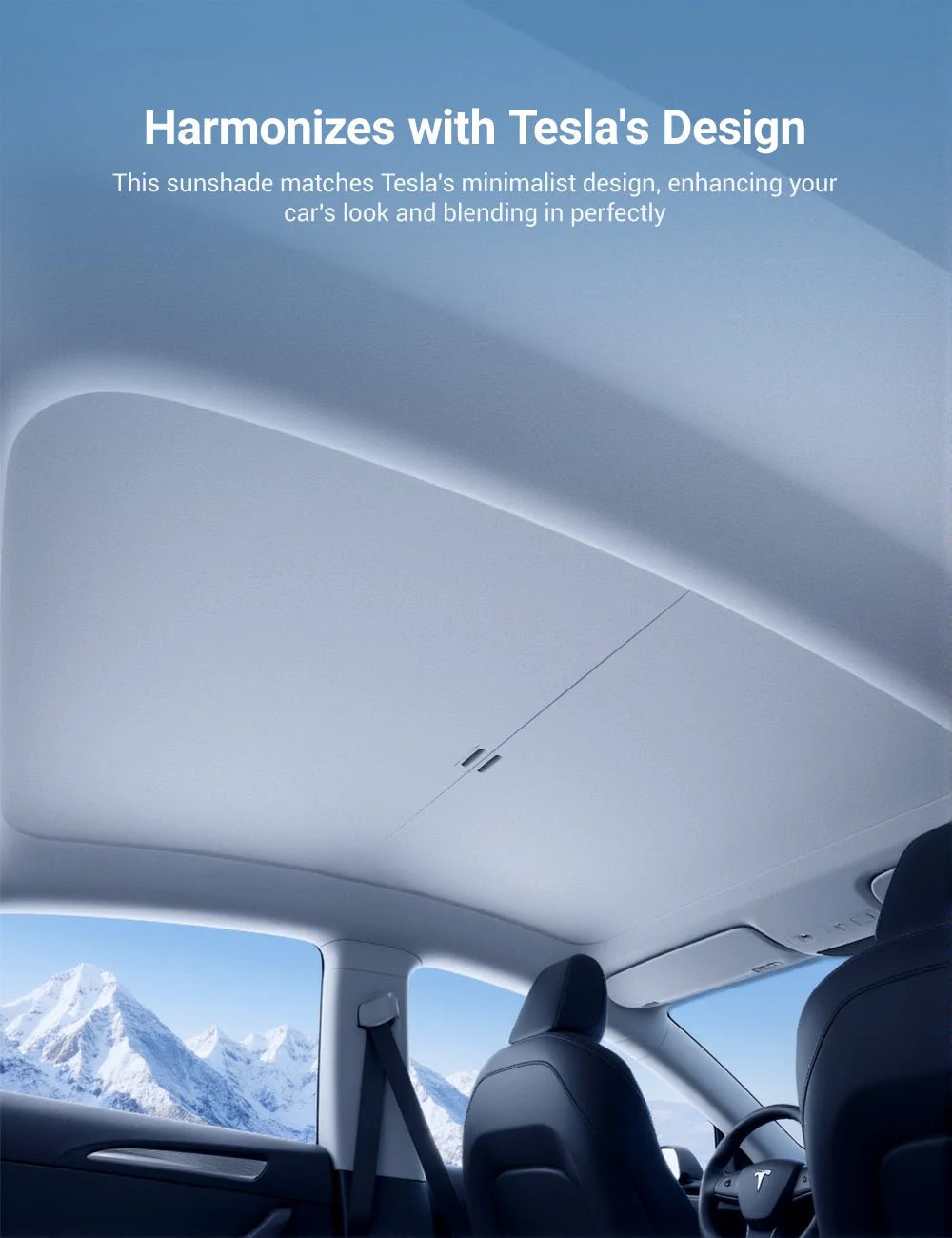 Retractable Glass Roof Sunshade for Tesla Model Y Juniper (UPF50+ Heat & UV Protection)