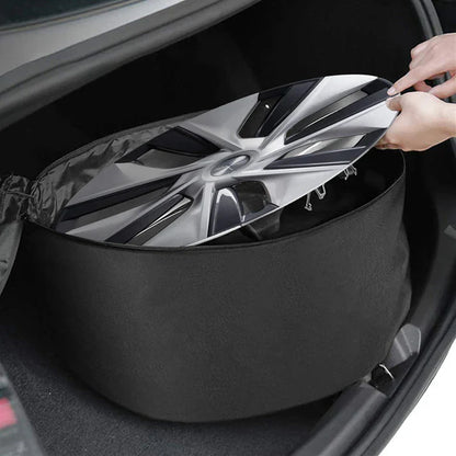 18” & 19” Wheel Cover Storage Bag for Tesla Model 3/Y (2017–Present) – Waterproof Hub Cap Carrying Case with 4 Compartments & Handle