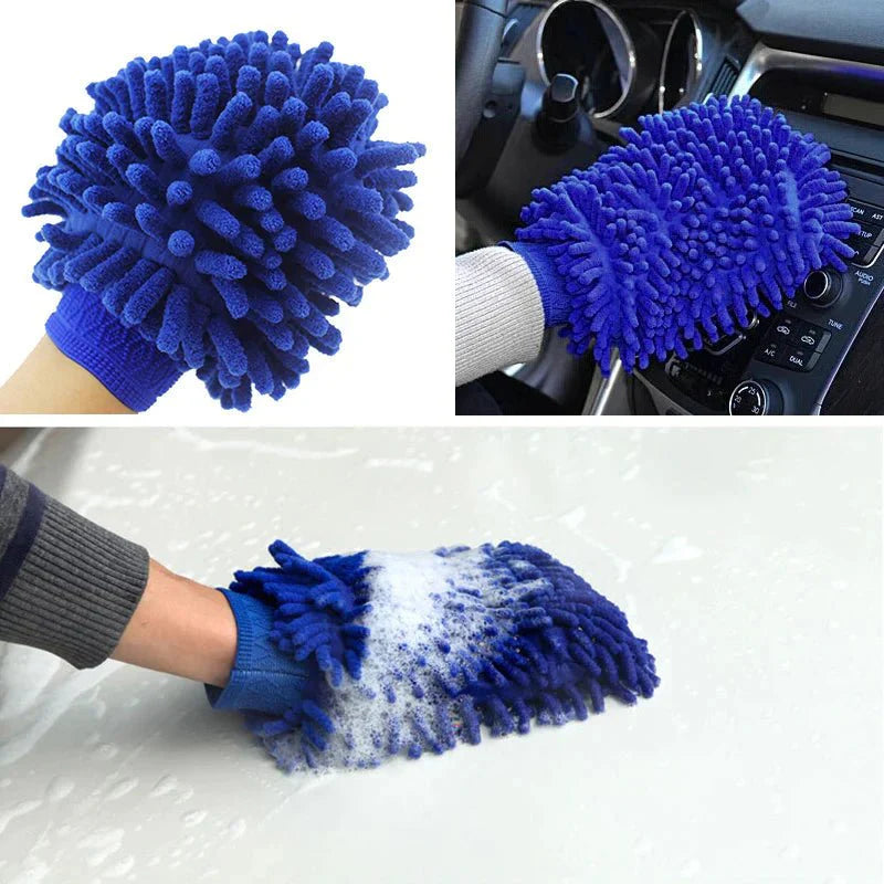 2PCS Premium Chenille Microfiber Car Wash Gloves for Tesla Model X/Y/S/3 – Scratch-Free Coral Velvet Cleaning Mitts