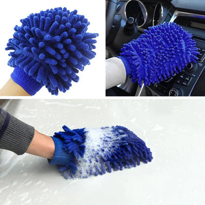 2PCS Premium Chenille Microfiber Car Wash Gloves for Tesla Model X/Y/S/3 – Scratch-Free Coral Velvet Cleaning Mitts