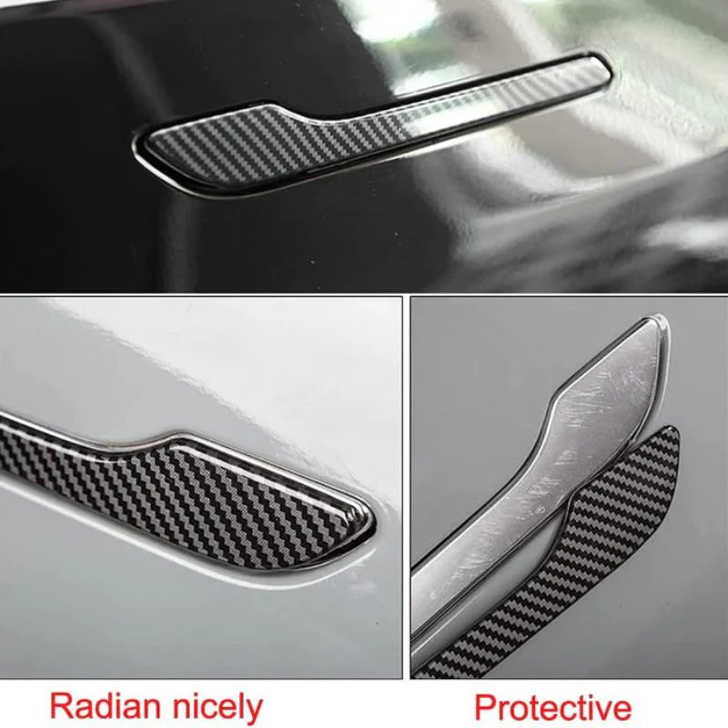 ABS Carbon Fiber Door Handle Cover Wrap Kit for Tesla Model 3/Y (2021-Present) – Scratch-Resistant Trim, 4-Piece Set by X-Auto