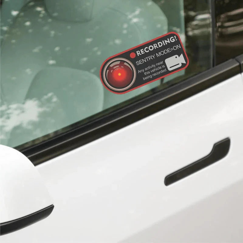 Anti-Theft Sentry Mode Warning Window Clings for Tesla Model 3/Y/S/X – 4PCS Electrostatic Inside Window Stickers, Camera Recording Decals