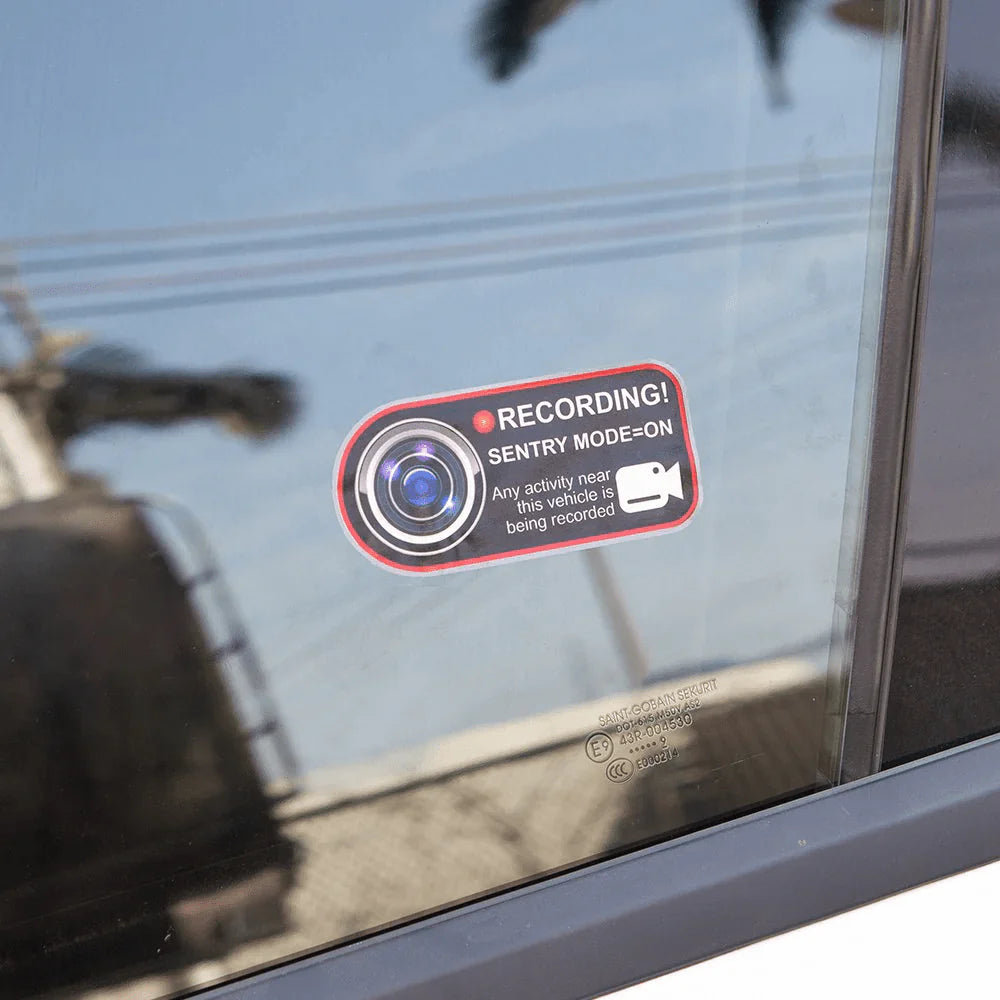 Anti-Theft Sentry Mode Warning Window Clings for Tesla Model 3/Y/S/X – 4PCS Electrostatic Inside Window Stickers, Camera Recording Decals