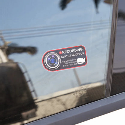 Anti-Theft Sentry Mode Warning Window Clings for Tesla Model 3/Y/S/X – 4PCS Electrostatic Inside Window Stickers, Camera Recording Decals