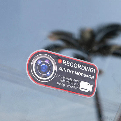 Anti-Theft Sentry Mode Warning Window Clings for Tesla Model 3/Y/S/X – 4PCS Electrostatic Inside Window Stickers, Camera Recording Decals