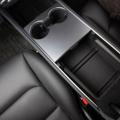 Armrest Charging Storage Box Organizer for Tesla Model 3 (2021-2023.10) & Model Y (2020-Present) – Hidden Console Tray with Dual-Layer Design