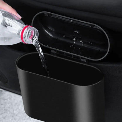 X-Auto Car Trash Can with 8 Rolls Garbage Bags for Tesla Model 3, Model Y, Model S, Model X – Compact Waterproof Auto Bin with Self-Closing Lid