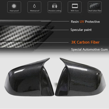 Real Carbon Fiber Side Mirror Caps for Tesla Model 3 & Model Y – Sporty Gloss or Matte Overlay