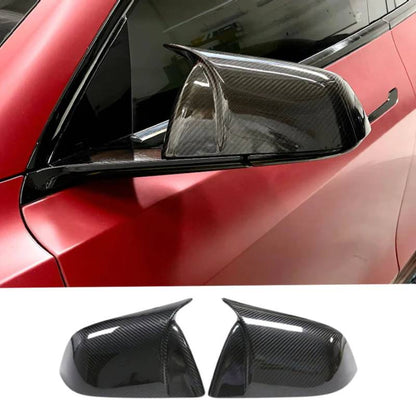Real Carbon Fiber Side Mirror Caps for Tesla Model 3 & Model Y – Sporty Gloss or Matte Overlay