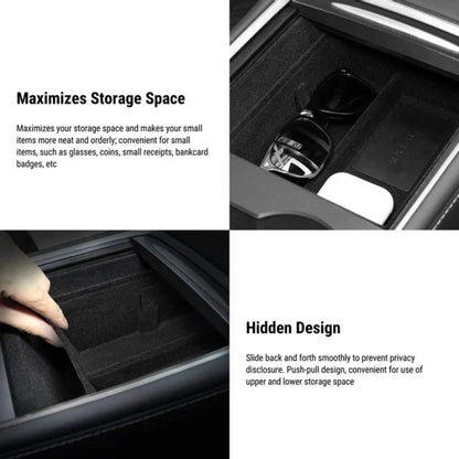 X-Auto Center Console Organizer Tray with Sunglass Holder for Tesla Model 3 (2021–2023.10) & Model Y (2020–Present)