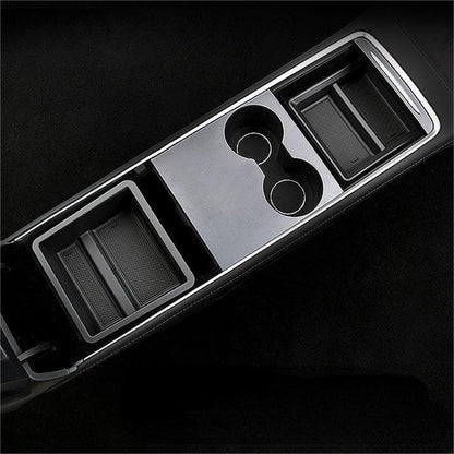 X-Auto Central Control Storage Box for Tesla Model 3 (2021–2023.10) & Model Y (2020–Present) | Hidden Sliding Console Organizer Tray | Flocking, Silicone, or Carbon Fiber Finish