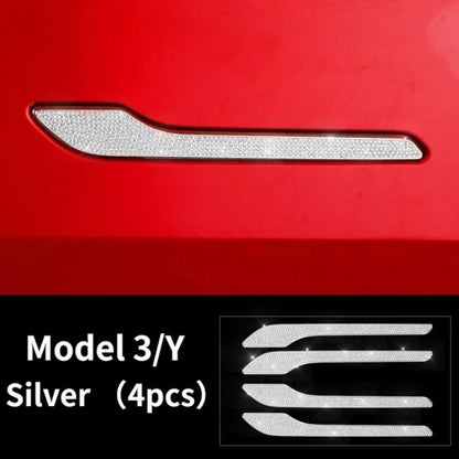 Crystal Door Handle Cover Trim for Tesla Model 3 & Model Y – Zinc Alloy Bling Decorative Stickers, Non-Destructive Installation