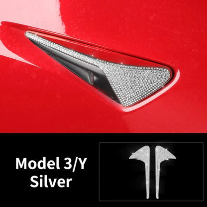 Crystal Side Marker Decoration Cover Trim for Tesla Model 3/Y (Zinc Alloy, Non-Destructive Installation, Not Compatible with Model Y Camera 4.0)