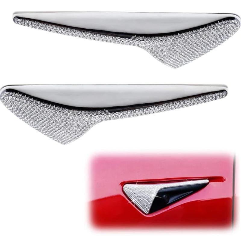 Crystal Side Marker Decoration Cover Trim for Tesla Model 3/Y (Zinc Alloy, Non-Destructive Installation, Not Compatible with Model Y Camera 4.0)