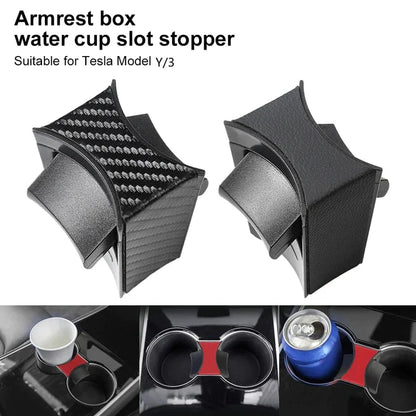 X-Auto Cup Holder Insert Limiter for Tesla Model 3 (2021–2023.10) & Model Y (2020–Present), Anti-Shake Card Slot Stabilizer – ABS Material