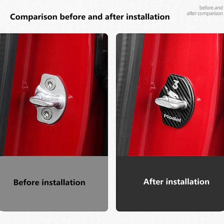 Stainless Steel Door Lock Buckle Protective Cover for Tesla Model 3 / Model Y (Scratch-Resistant, Anti-Corrosion)
