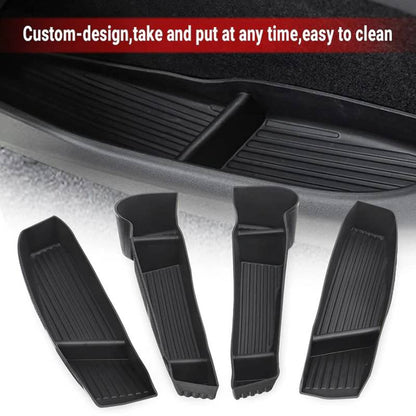 Tesla Model Y Door Storage Box Organizer (2021–Present) – 4PCS TPE Waterproof Door Handle Tray Set for Front & Rear Doors