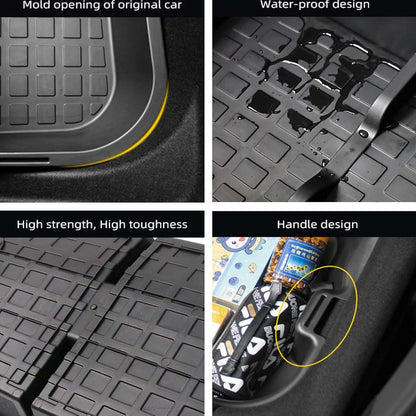 Double-Layer Rear Trunk Storage Box Organizer for Tesla Model Y 2020–2025 | Heavy-Duty ABS Waterproof Cargo Compartment