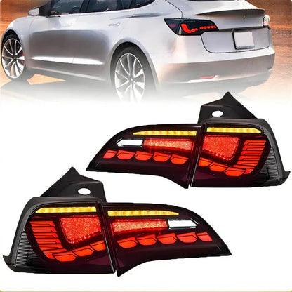 Dragon Scale LED Tail Lights for Tesla Model 3 & Model Y (Sequential Turn Signal, Plug-and-Play Upgrade)