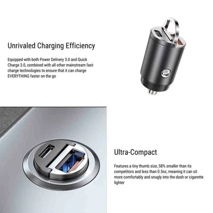 Fast USB Car Charger Adapter for Tesla Model 3/Y/S/X – 30W PD & QC 3.0 Dual Port Super Fast Charging