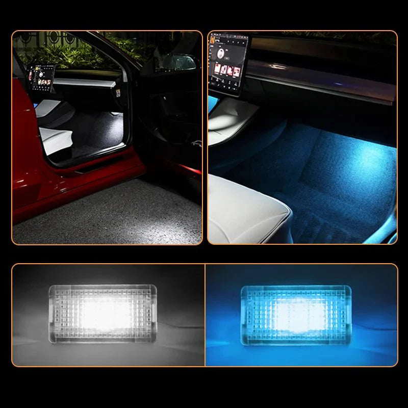 Footwell Ambient LED Interior Light Kit for Tesla Model 3/Y/S/X (Pack of 4) – Plug & Play Upgrade Replacement Light for Footwell & Glove Box