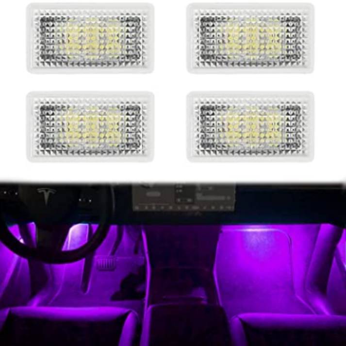Footwell Ambient LED Interior Light Kit for Tesla Model 3/Y/S/X (Pack of 4) – Plug & Play Upgrade Replacement Light for Footwell & Glove Box