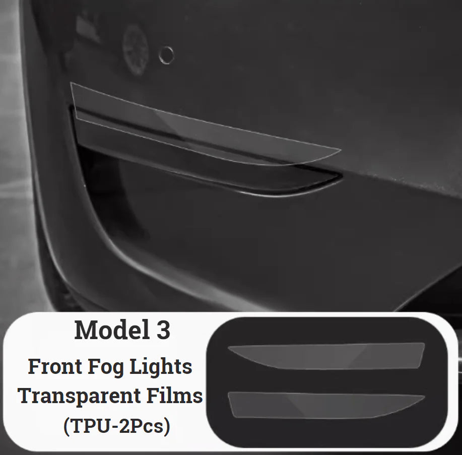 Front Fog Light Protective Film Kit for Tesla Model 3 (2017–2023) & Model Y (2020–Present), Clear TPU Self-Healing Paint Protection Film