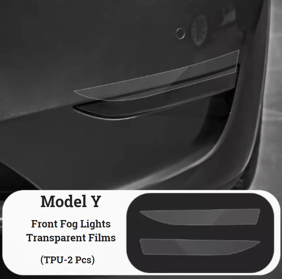 Front Fog Light Protective Film Kit for Tesla Model 3 (2017–2023) & Model Y (2020–Present), Clear TPU Self-Healing Paint Protection Film