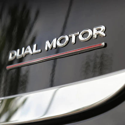 High-Performance “Dual Motor” Tail Badge for Tesla | Premium ABS Chrome Delete Emblem Replacement