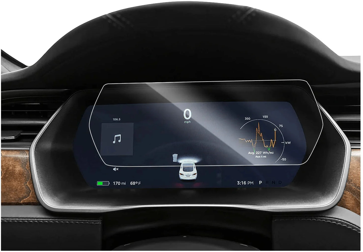 Tempered Glass Instrument Screen Protector for Tesla Model S (2016–2020) / Model X (2017–2020) – 13-Inch Dashboard Display HD Anti-Scratch Film