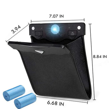 LED Car Trash Bag with Magnetic Light for Tesla Model 3/Y/S/X – Leather Rear Seat Garbage Holder with Non-Destructive Installation