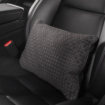 Premium Lumbar Support Pillow for Tesla Model X/Y/S/3 & Cybertruck – Ergonomic Suede Neck and Back Cushion with Adjustable Strap